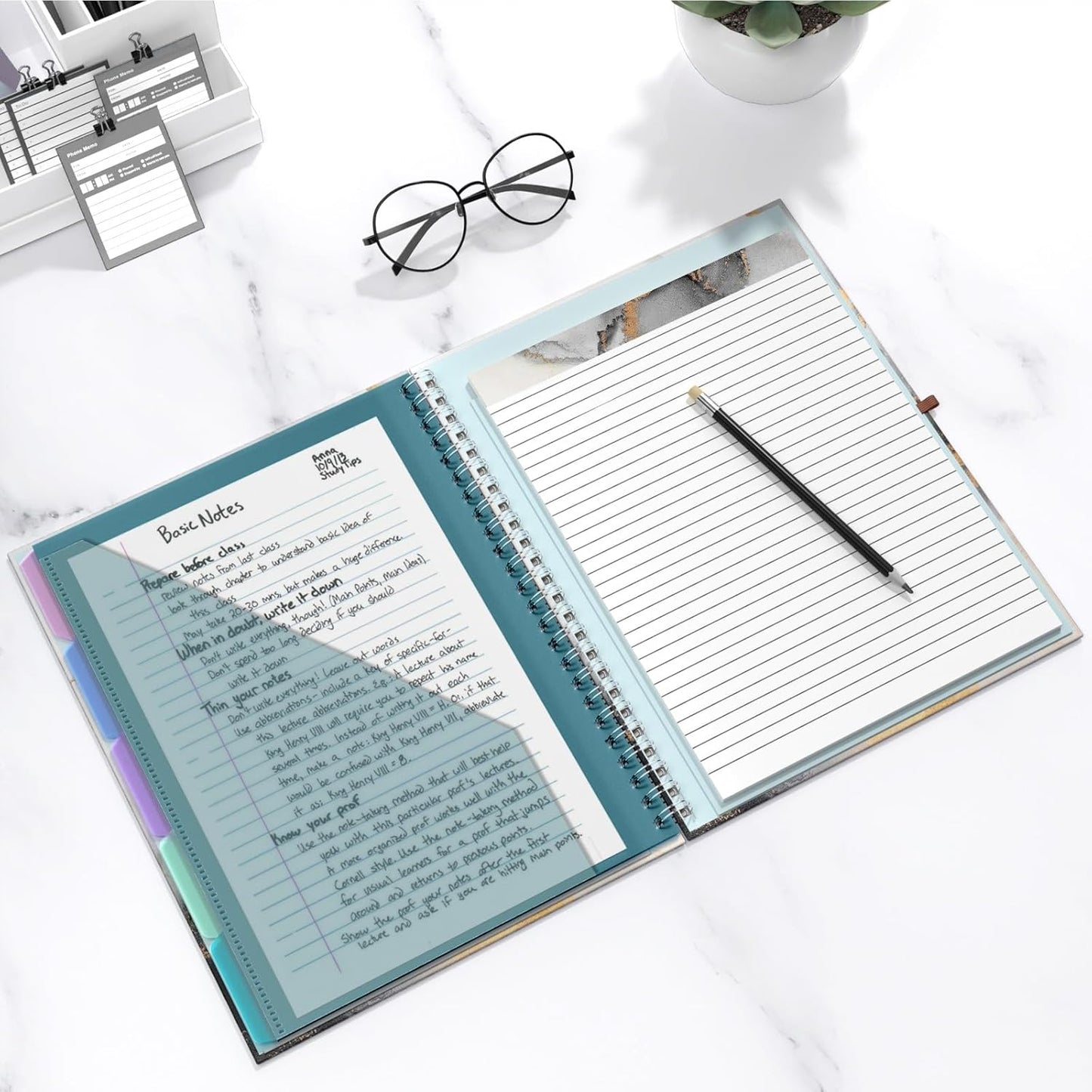 Hongri Clipboard Folio with Refillable Lined Notepad, 8.5 x 11 Folders with Storage 10 Pockets, Spiral Portfolio, Size 12.8X 9.7 in, Office & School Supplies, Skeleton