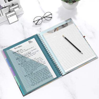 Hongri Clipboard Folio with Refillable Lined Notepad, 8.5 x 11 Folders with Storage 10 Pockets, Spiral Portfolio, Size 12.8X 9.7 in, Office & School Supplies, Skeleton