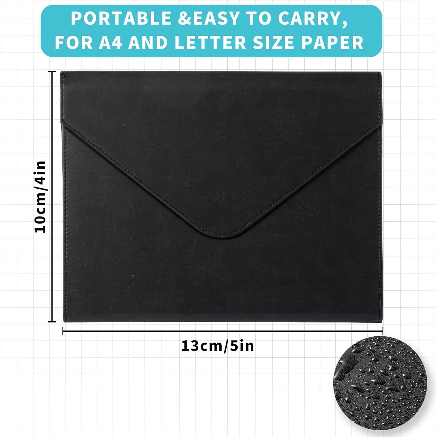 Heture PU Leather Heavy-Duty Expanding File Folder, A5/US Letter Size Document Organizer with 8 Paper File Folders, 4-1/2 Inch Expansion, Black – for Office, Auto Shop, School Paperwork.