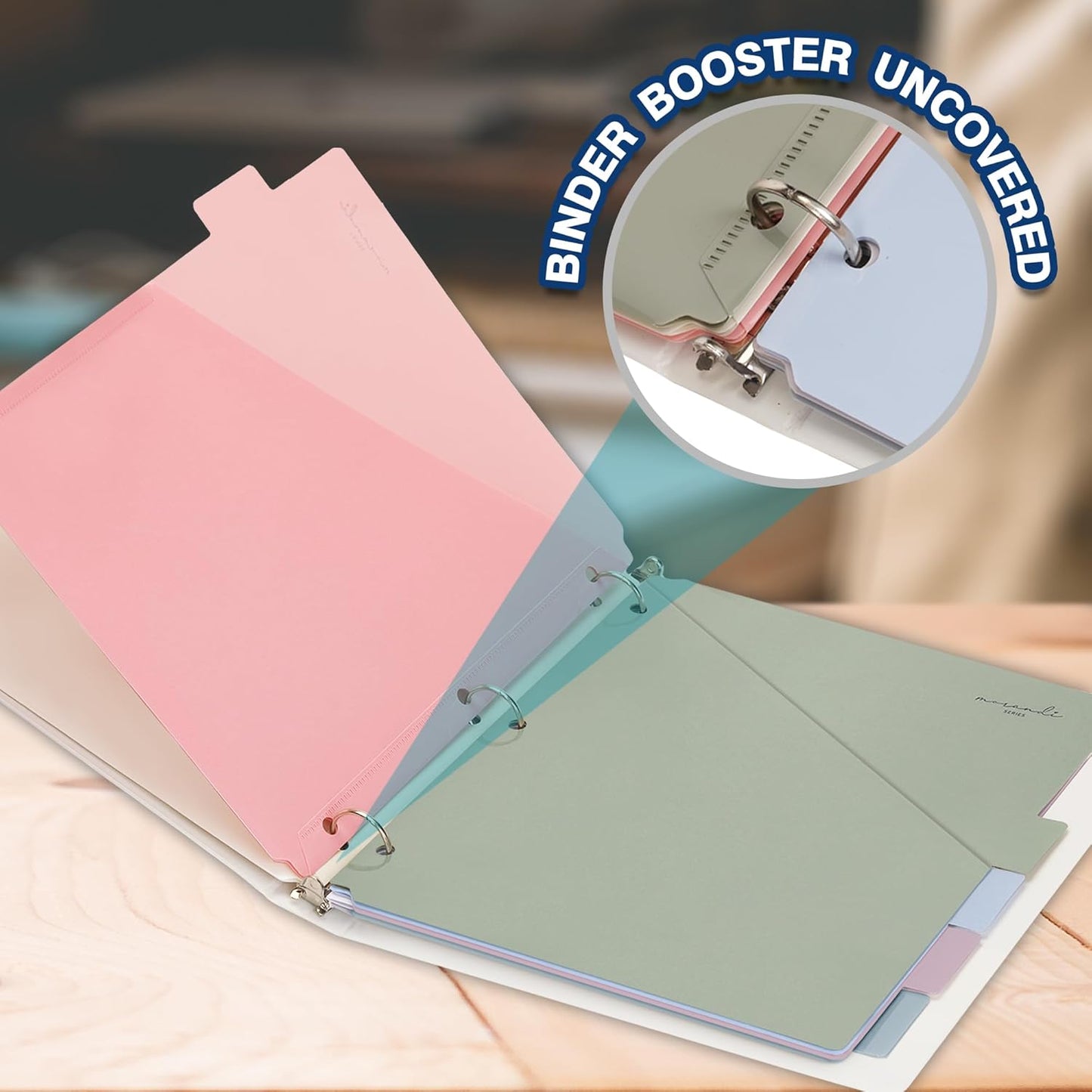 H4D 6-Tab Dividers for 3 Ring Binder, Plastic Dividers with Two Pockets, Letter Size, Pastel Colors, 1 Set