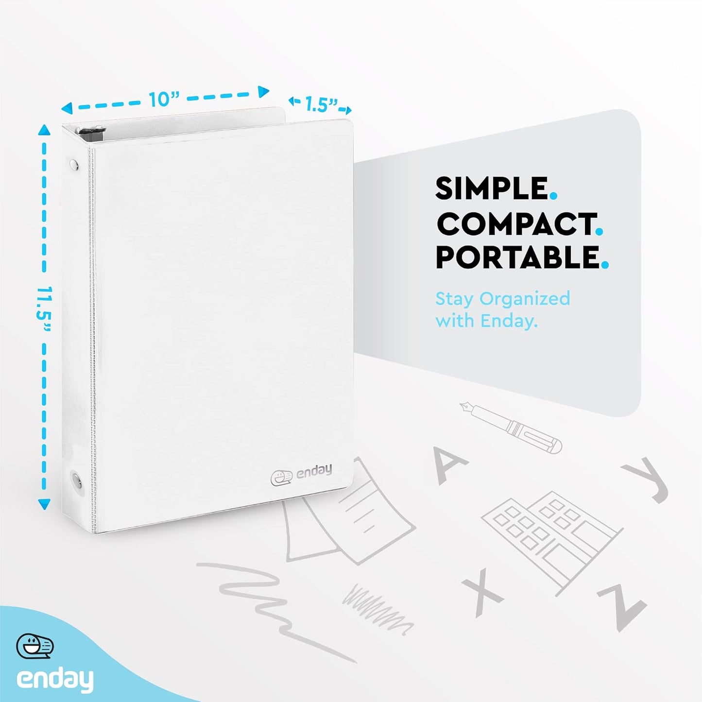 3 Inch Binder 3 Ring Binders Green, Slant D-Ring 3” Clear View Cover with 2 Inside Pockets, Heavy Duty Colored School Supplies Office and Home Binders – By Enday