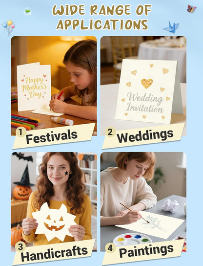 40 Sheets Cream Cardstock Paper 8.5 x 11, Ivory Cardstock Printer Paper 8.5x11, Off White Card Stock Paper 8.5 x 11, 200 GSM Construction Paper for DIY Cards, Greeting Cards, Wedding Invitations