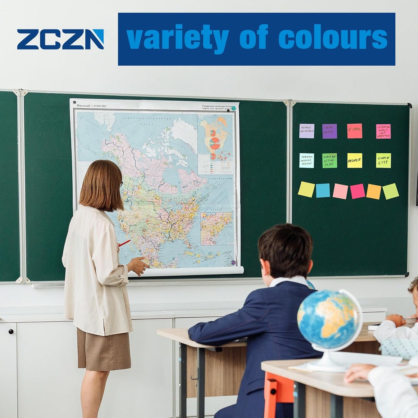 ZCZN 400 Sheets Pop-up Sticky Notes, 3 x 3 Inches, 4 Pads Bright Color Self-Stick Notes, 100 Sheets/Pad, Pink