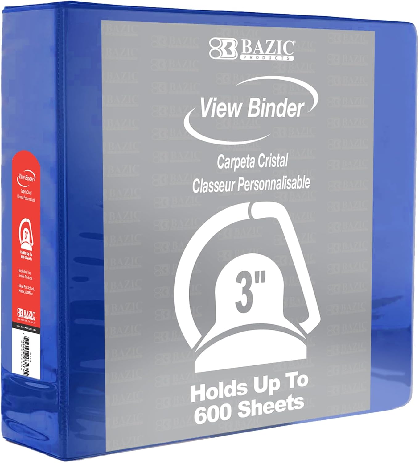 BAZIC Products 3 Ring Binder 3" View Binders Slant D Ring Organizer - White, Hold 600 Sheets Paper, for School Office Home, 2-Count