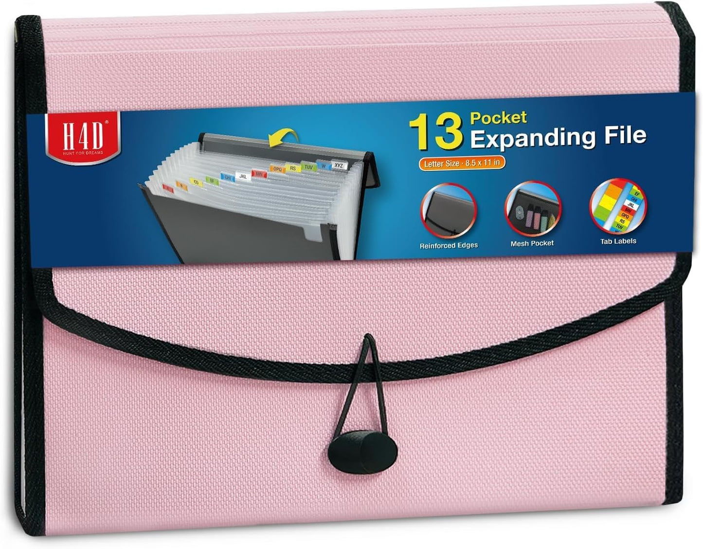H4D 13-Pocket Accordion File Organizer with Mesh Pocket, Expanding File Folder with Tabs, Expandable Document Organizer for Home Office School, Letter Size, Teal