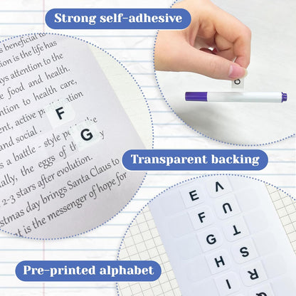 A-Z Sticky Alphabet Tabs, Colorful Self-Adhesive Letter Index Tabs for Notebook, Textbook, Dictionary, and Filing (208 Pcs)
