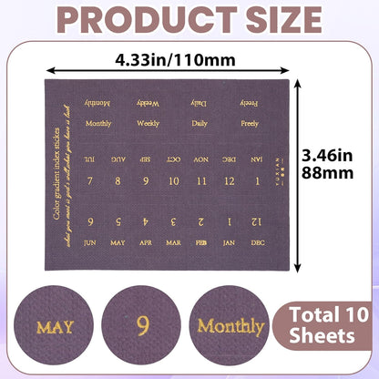 OIIKI 180pcs Planner Monthly Tabs, Self-Adhesive Index Tabs Stickers, Gradient Sticky Page Markers Labels for Document Notebooks Books Project Binders Office- 5 Colors(D Style)
