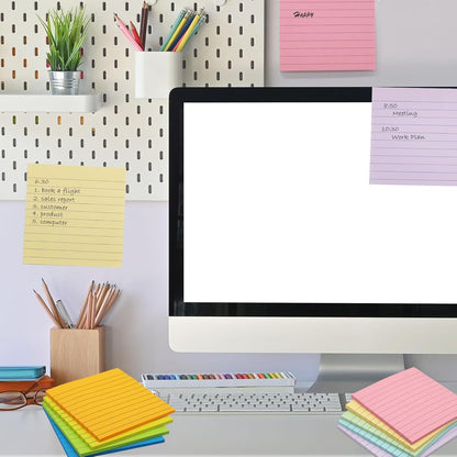 9 Pack Lined Sticky Notes 4x6 in Post Sticky Notes with Lines, 9 Bright Colors Self Sticky Notes Pad Its, Large Ruled Sticky Note for Office, Home, 35 Sheets/Pad