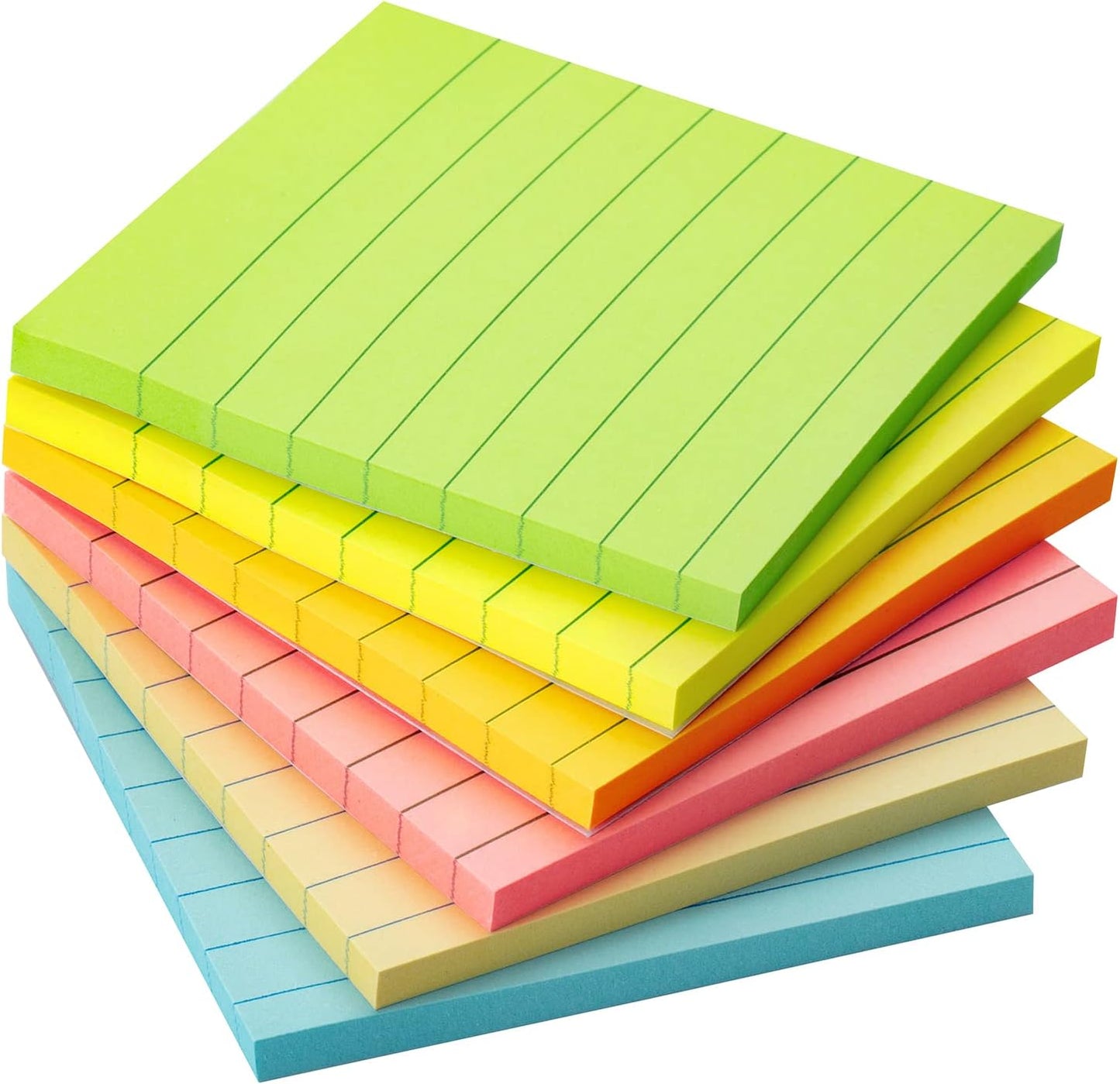 Mr. Pen- Lined Sticky Notes, 3" x 3", 12 Pads, 60 Sheets/Pad, Morandi Color, Bulk Sticky Notes with Lines, Ruled Post Stickies, Memo Pads, Self-Stick Note Pad for Office, School, Home, Study