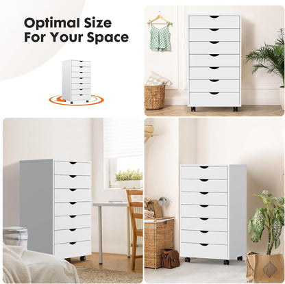 OLIXIS 5 Drawer Mobile File Cabinet Under Desk Storage Organization with Wheels Vertical Filing Chest Rolling Wood Small Desk Printer Stand for Home Office, 15.75"D x 18.74"W x 25.39"H, Black