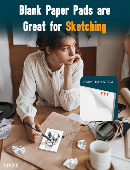 Note Pads 4x6, 6 Pack Mini Blank Notepad 4x6, Small Notepads 4x6 Paper Pads, Scratch Pads 4x6 Small Pads of Paper, Memo Pads 4x6, White Server Note Pad Paper, Small Pocket Notebook 4x6, 50 Sheets/Pad