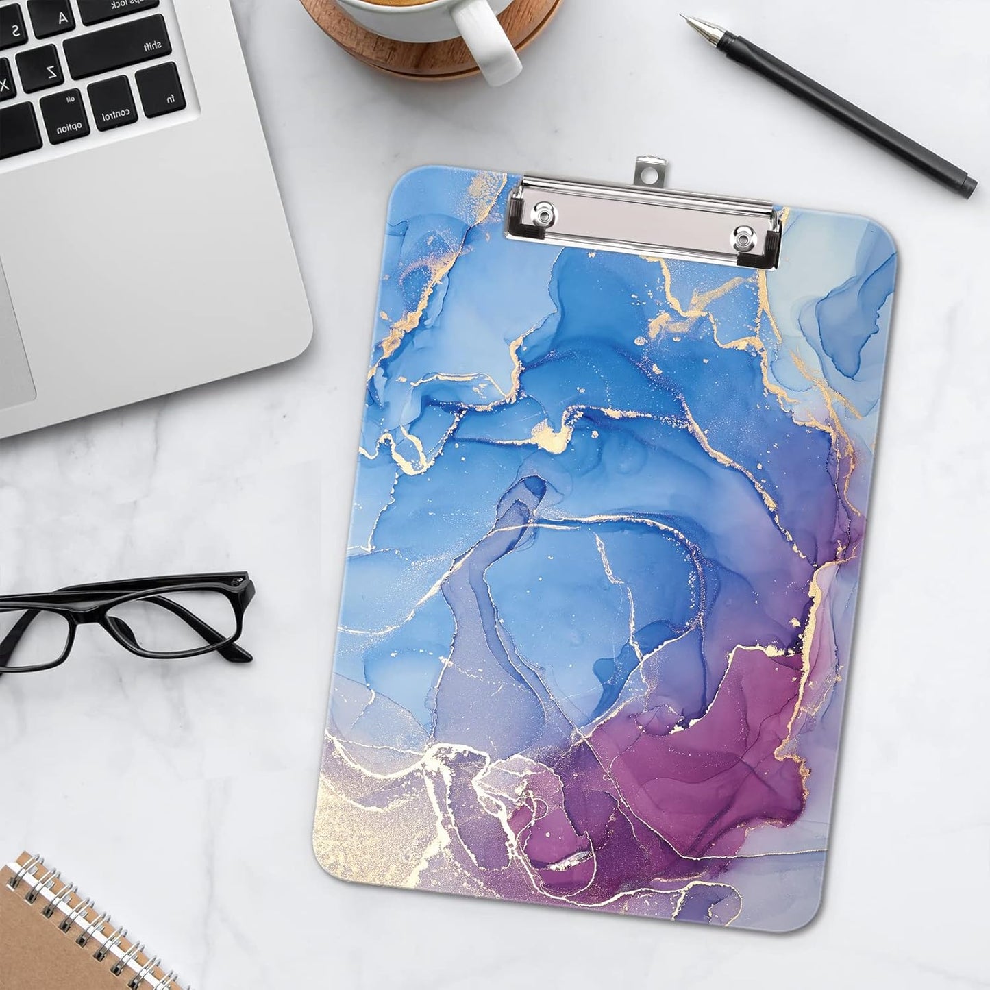 Hongri Plastic Cute Clipboard, Letter Size for Students, Teacher, Woman and Kids, Low Profile Clip, Decorative Pattern, Size 9 x 12.5 in, Dream Marble