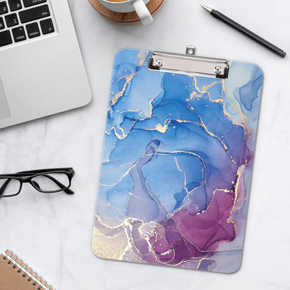 Hongri Plastic Cute Clipboard, Letter Size for Students, Teacher, Woman and Kids, Low Profile Clip, Decorative Pattern, Size 9 x 12.5 in, Dream Marble