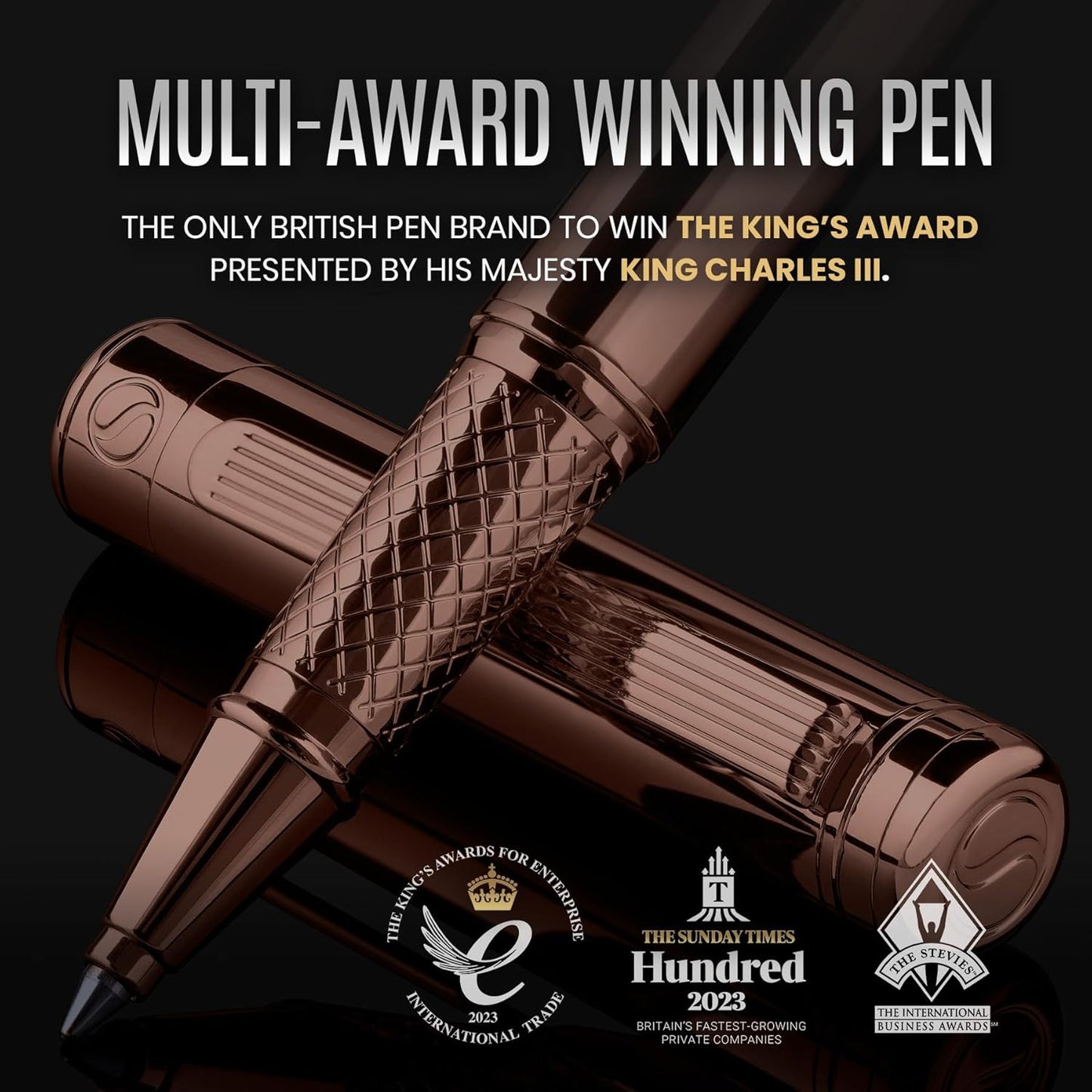 Scriveiner Midnight Blue Rollerball Pen - Stunning Blue Lacquer Luxury Pen, Chrome Finish, Schmidt Ink Refills, Men & Women, Professional, Executive Office, Nice Pen