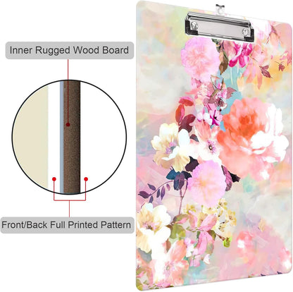 Fashion Clipboard, A4 Letter Size Wooden Decorative Clipboards for Teacher, Nurse, Doctor,Student and Kids, Cute Design for Standard Size 12.2" x 8.9" (C-Pink Purple Marble)