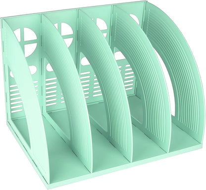 SAYEEC 2Pcs Magazine Holder Plastic File Sorter Binder Holder for Desk Folder Organizer Stand Book Shelf Dividers Vertical Filling Storage Rack Desktop Bookshelf Display Box for Office School (Black)