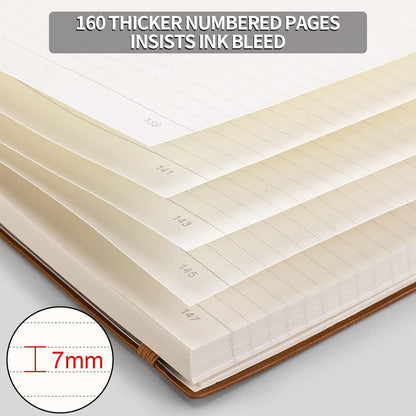 AHGXG 8.5''×11'' Notebook College Ruled - Large A4 Notebook Lined Journal - 320 Pages Thick Journal for Writing, 100gsm Thick Paper, Leather Softcover, for Work School - Black
