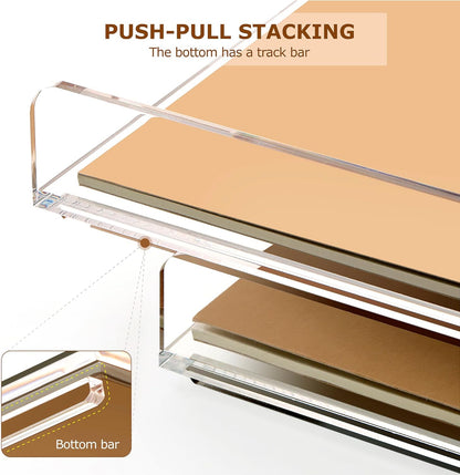2 Pack- Stackable Paper Letter Tray, A4 File Tray Desk Organizer, Acrylic Desk Organizers and Accessories Sorter, Clear Workspace Office Supplies Organizers, 12.4inx8.86inx3.46in