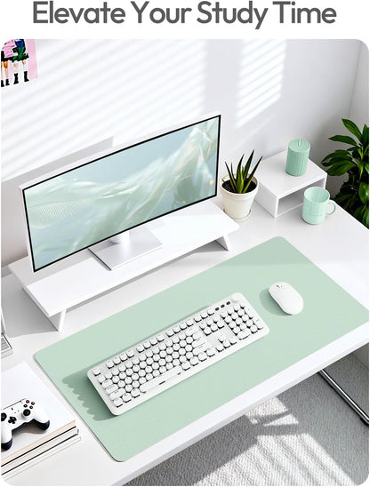 YSAGi Leather Desk Pad Protector, Office Desk Mat, Large Mouse Pad, Non-Slip PU Leather Desk Blotter, Waterproof Laptop Desk Writing Pad for Office and Home (23.6" x 13.8", Eggshell) - Colors A