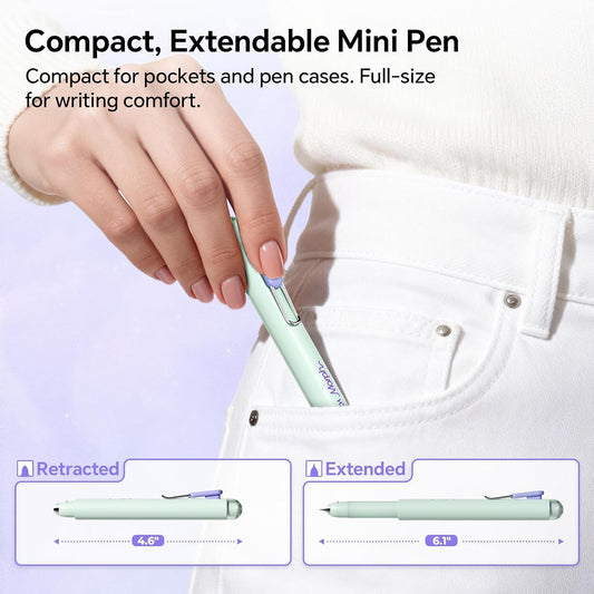 WRITECH Morph Extendable Gel Pens: 0.7mm Medium Point Black Ink Pocket-to-Full-Size Design Translucent Soft Grip Barrel Includes 2 Pens and 2 Refills Dual-Length Pocket Pen 4.6" to 6.1"