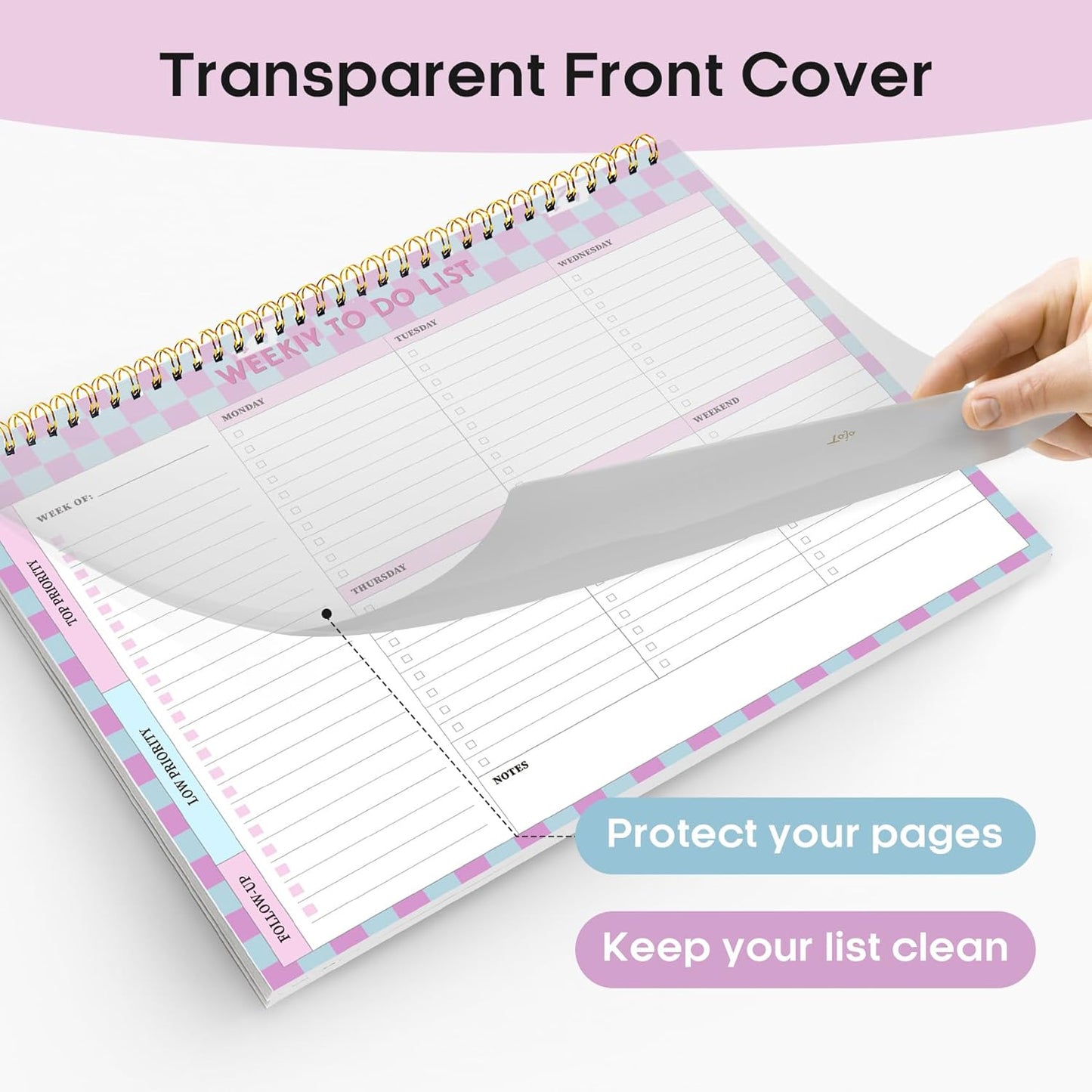 Taja Weekly To Do List Notepad with 52 Undated Sheets（8.5"×11"）- Weekly Desk Planner for Women & Man, Work and Home -1 Pack Violet Dream