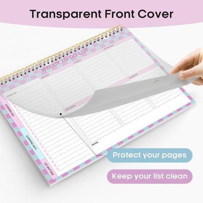 Taja Weekly To Do List Notepad with 52 Undated Sheets（8.5"×11"）- Weekly Desk Planner for Women & Man, Work and Home -1 Pack Violet Dream