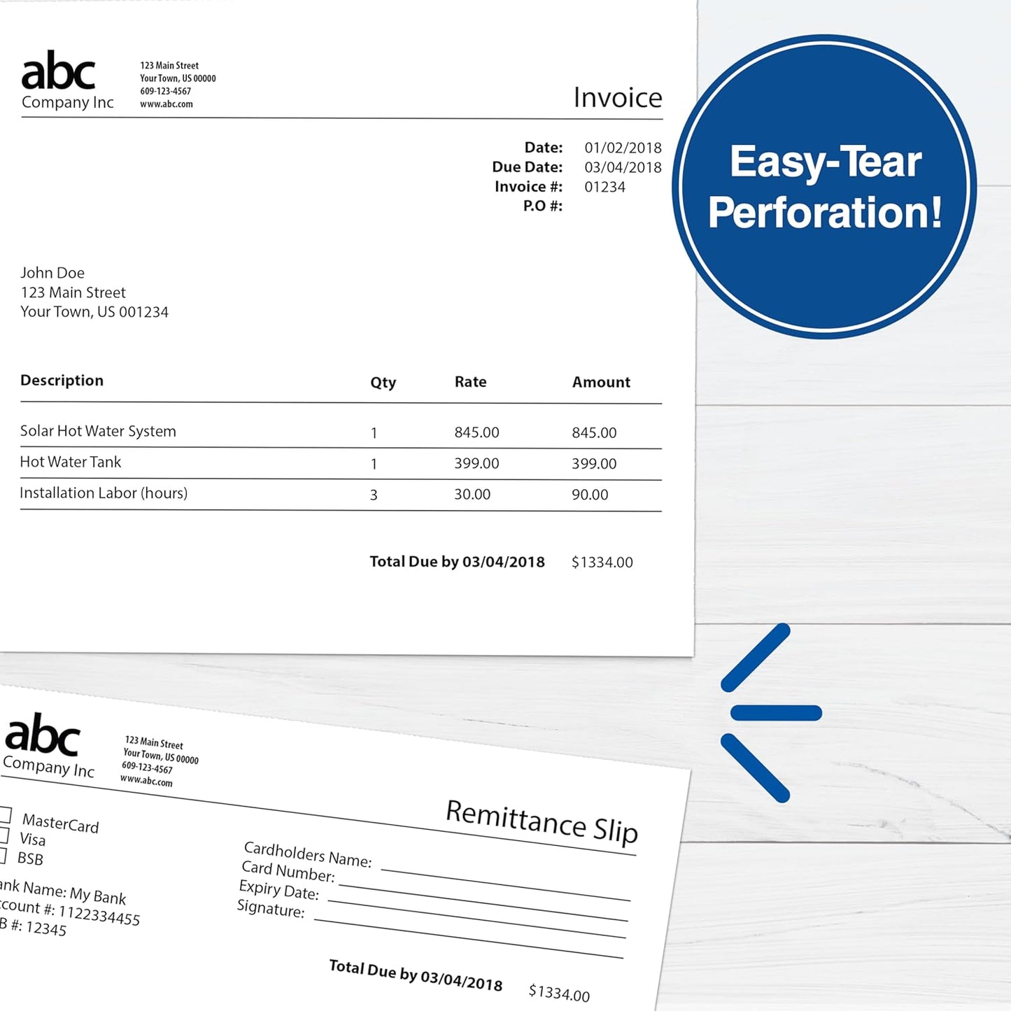 PrintWorks Professional 3 2/3" Horizontal Perforated Paper 8.5” x 11” - Perfect For W-2, 1099, & Statement Use - Made in the USA - 500 Sheets - 20 lb - Printer Compatible - White (04124)