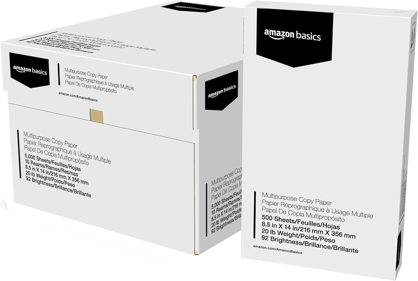 Amazon Basics Multipurpose Copy Printer Paper, 20 lb, 8.5 x 11 Inches, 10 Reams (5,000 Sheets), 92 Bright White