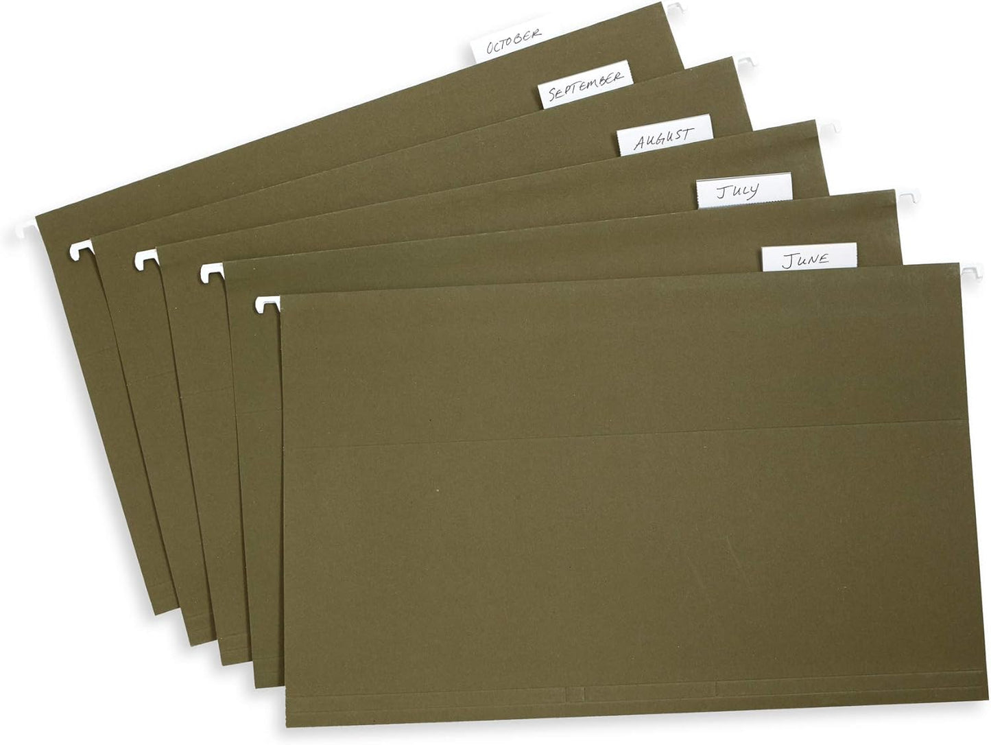 Blue Summit Supplies 50 Legal Size Hanging File Folders, 1/5 Cut Adjustable Tabs, 5 Tab Locations, Designed for Legal and Law Office File Organization, Standard Green, 50 Pack, Legal Size