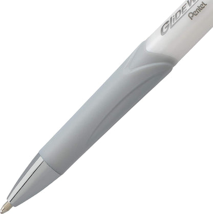 Pentel Glidewrite Signature Ballpoint Pen, (1.0mm) Medium, White Barrel, Blue Ink, Pack of 3 (BX930WBP3C)