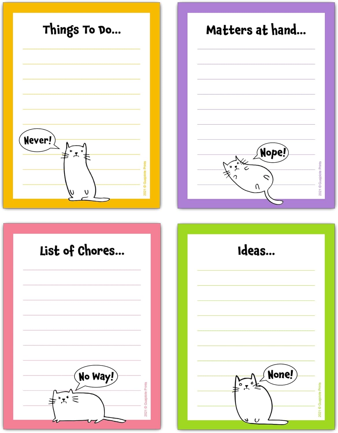 Funny Notepads (4-Pack) — Office & Work From Home Gag Gift for Coworkers or Friends — Sarcastic Desk Memo Pads — Everything Is Fine, This Is My Life Now, I Have No Idea What I’m Doing, I’m Not Even Trying Anymore