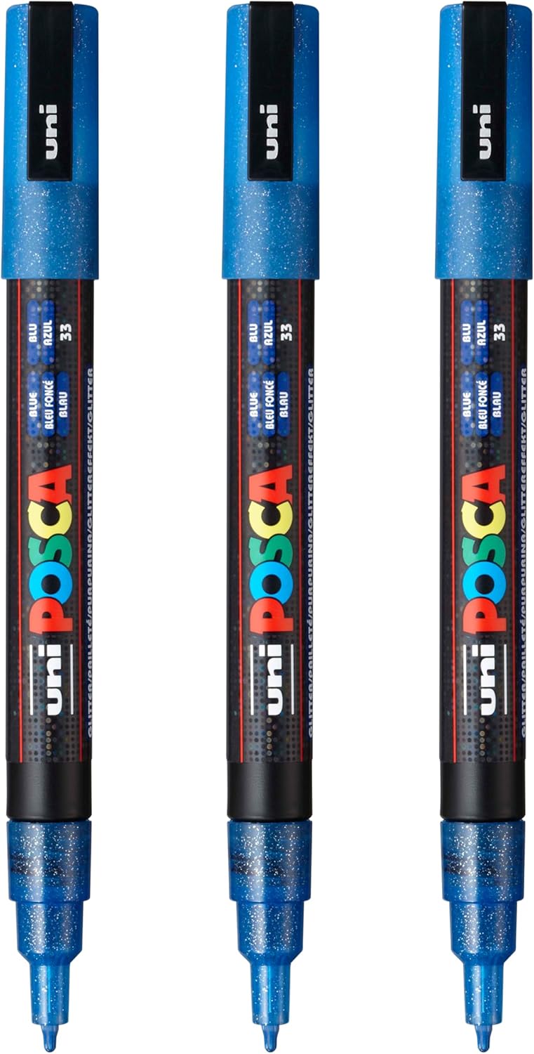 posca PC-3M Water-Based Paint Markers, Reversible Fine Tip (0.9-1.3mm), Pink, 3 Count