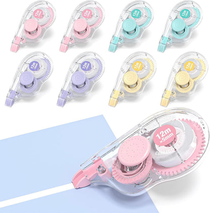 Four Candies White Correction Tape, 39.4 Feet, 12 Pack Easy to Use Applicator for Instant Corrections, Tear-Resistant, Smooth & Quick-Drying Tape for Office & School Supplies