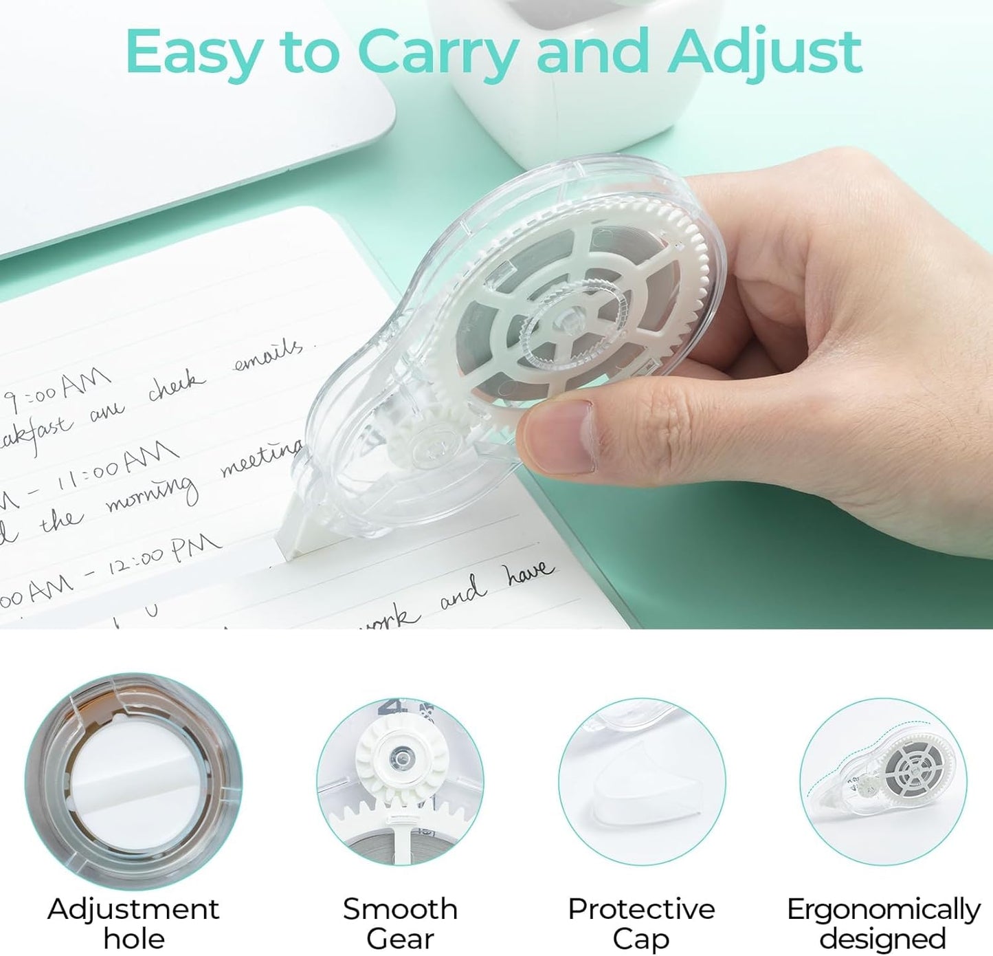 M&G White Correction Tape, Easy to use applicator for Instant Corrections, 39.37 Ft/Pack,for Office (6 Pack, 12M/472"x 0.2")