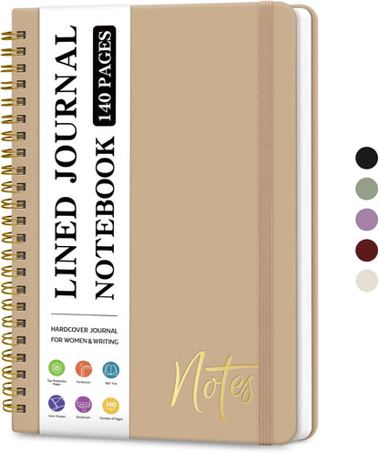 ZOTIA Lined Spiral Journal Notebook for Women, A5 College Ruled Journals for Writing, Hardcover Notebooks for Work, Note taking and Office School Supplies,140 Pages - Yellow