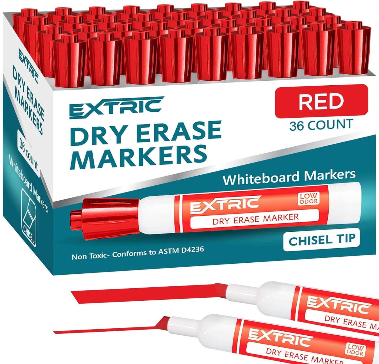 EXTRIC Black Dry Erase Markers, 12 Count Whiteboard Markers Chisel Tip, White Board Marker Dry Erase, Low Odor Chisel Tip Erasable Markers