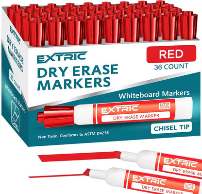 EXTRIC Black Dry Erase Markers, 12 Count Whiteboard Markers Chisel Tip, White Board Marker Dry Erase, Low Odor Chisel Tip Erasable Markers