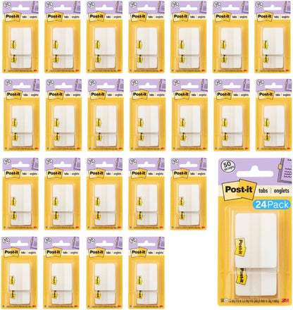 Post-it Sticky Tabs, 2 in. x 1.5 in., 2 Pads of Book Tabs for Bookmarking, Annotating, Reading, and Reminders, White (50 Total Count)