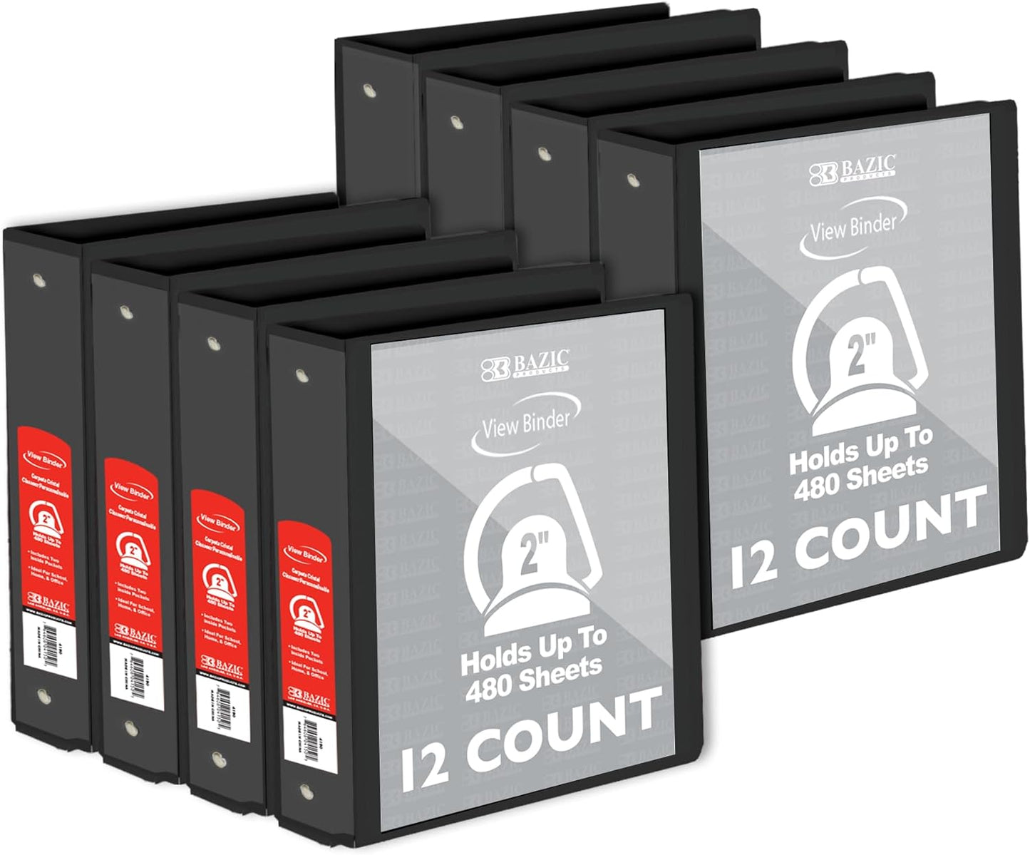 BAZIC Products 3 Ring Binder 2" View Binders Slant D Ring Organizer - Burgundy, Hold 480 Sheets Paper, for School Office Home, 1-Count