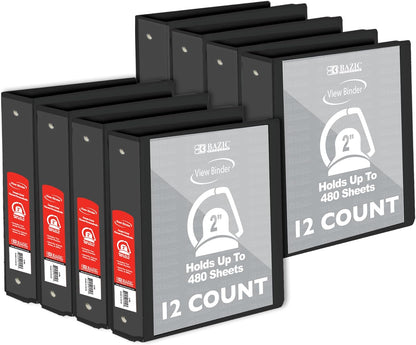 BAZIC Products 3 Ring Binder 2" View Binders Slant D Ring Organizer - Burgundy, Hold 480 Sheets Paper, for School Office Home, 1-Count