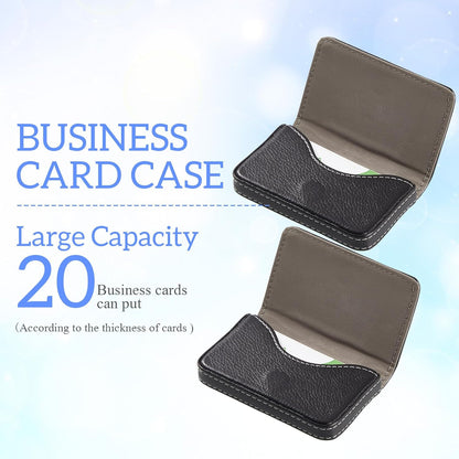 Outus 2 Pcs Business Card Holder, PU Leather Business Card Case Pocket Wallet with Magnetic Shut for Valentines Gift Adult(Black and Coffee)