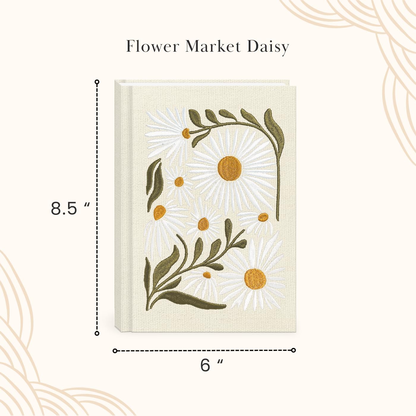 Lady Jayne Embroidered Canvas Hardcover Journal with 192 Lined Pages, 6” x 8.5” – Flower Market Poppy (83289)