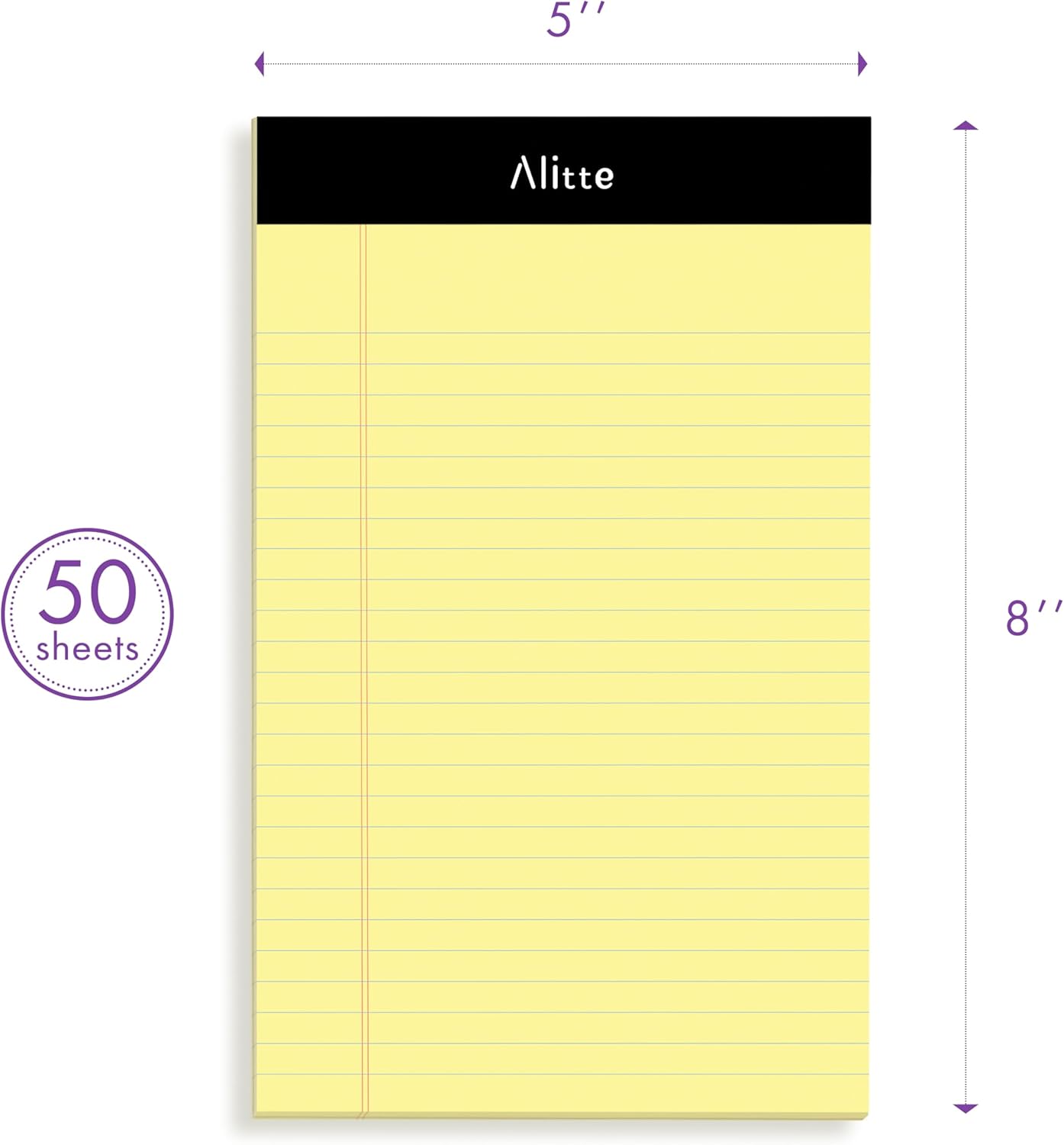 Alitte 5x8 Small Notebooks – 12 Pack Narrow Ruled, White Perforated Note Pads with 50 Sheets Per Notepad, (No Ink Bleeding) Ideal Legal Pads for Writing, Note Taking, Home, Office, School