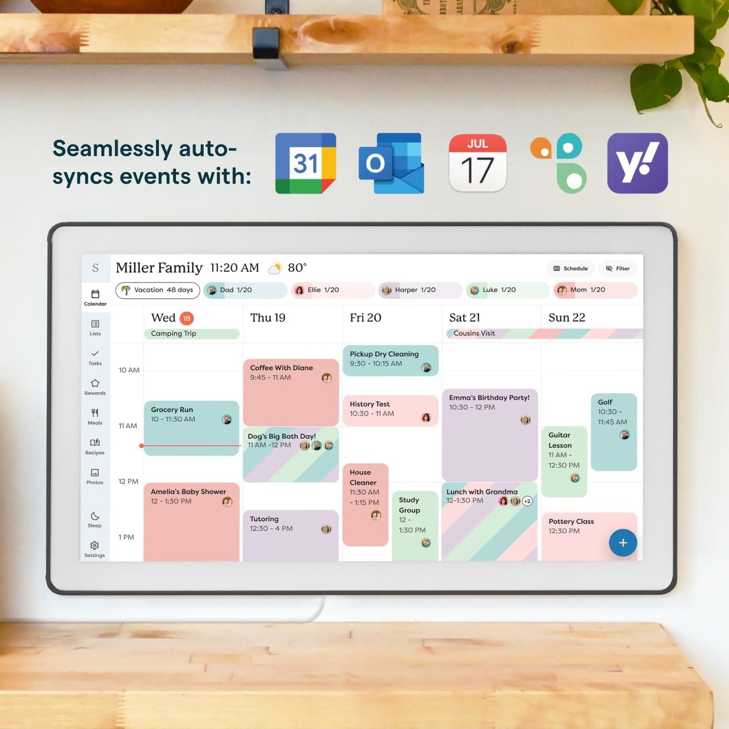 Skylight Calendar Max: 27-Inch Smart Digital Calendar & Chore Chart, Family Organizer with Interactive Touchscreen Display – Wall Mountable in Portrait or Landscape, Classic White Frame