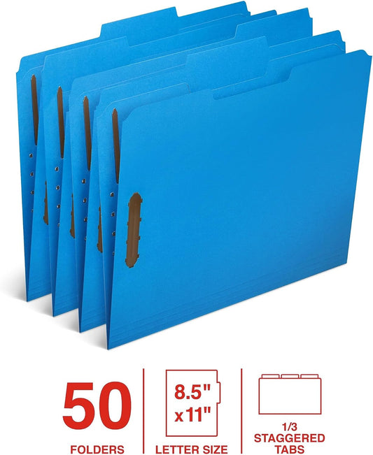 Staples Classification Folders, Letter Size, 3/4" Expansion, Blue, Durable Construction – 50/Box