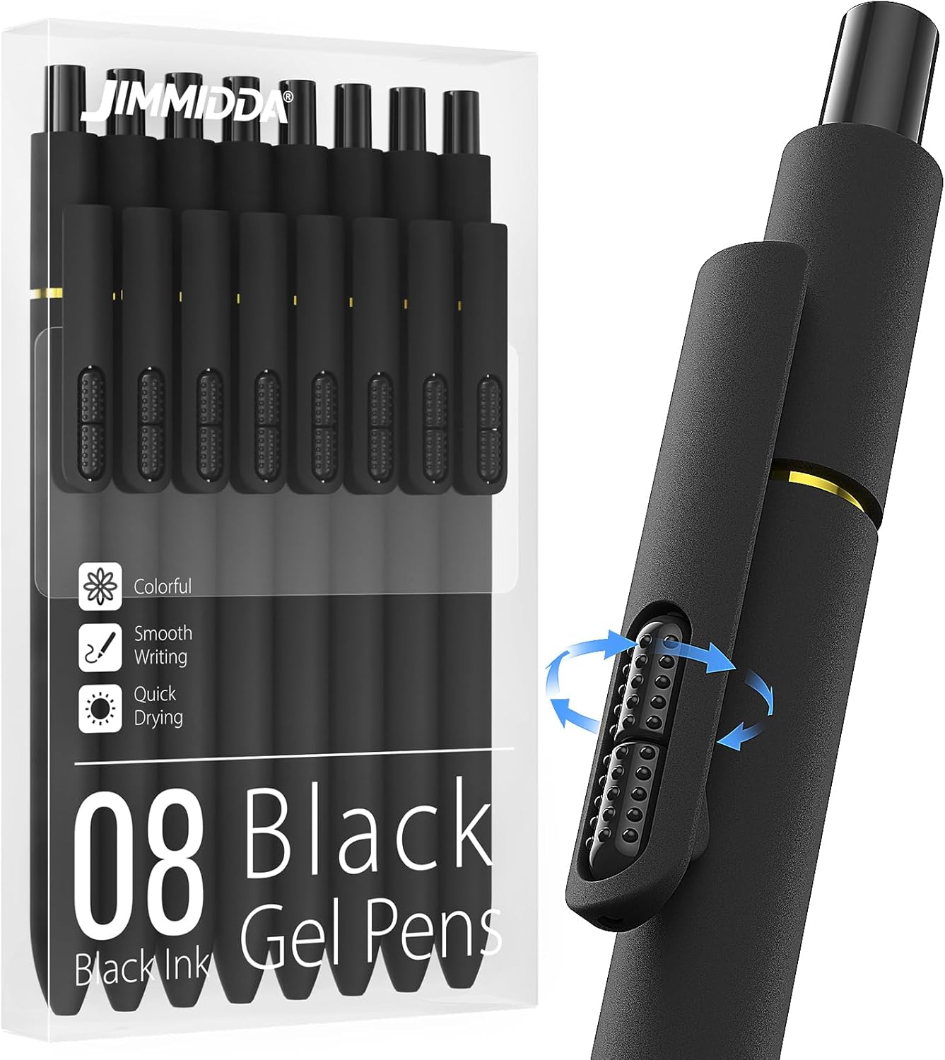 8Pcs Black Gel Pens - 0.7mm Medium Point Black Ink Pens | Smooth Writing - Quick Drying Retractable Pen for Men Women (Morandi - 8Pcs)