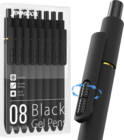 8Pcs Black Gel Pens - 0.7mm Medium Point Black Ink Pens | Smooth Writing - Quick Drying Retractable Pen for Men Women (Morandi - 8Pcs)