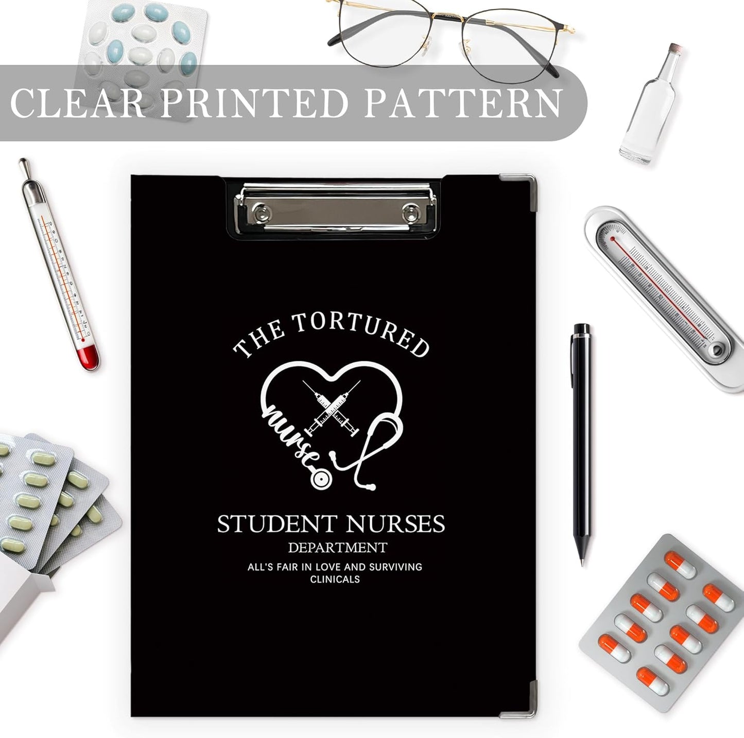 Trendy Black Leopard Print Clipboard Folio with Storage for Office Classroom, Preppy Dark Cheetah Print Padfolio with Metal Clip for Nurses Teachers Students Women Men, 12.4x9.25 in