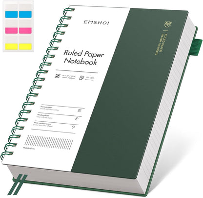 EMSHOI A5 Spiral Notebook College Ruled Lined Journal, Small 5.7" X 8.22", 300 Pages/150 Sheets, 100gsm Thick Paper, Waterproof Hardcover, for Office School Women Men Work Writing Notes, Blue