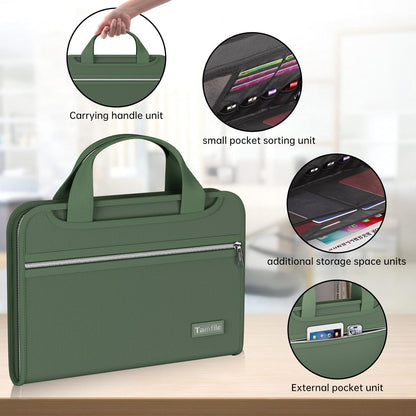 Tamfile Fireproof Accordion File Organizer with Handle, 13 Pocket Transparent Expanding File Folder with Zipper & Labels, File Folder with Multi-Pockets Paper Organizer Folder for Letter A4 Files